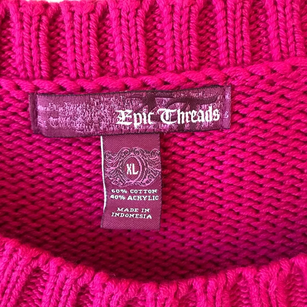 Epic Threads Pink Cable Knit Sweater Girls Size XL Cotton Blend Crewneck Barbie